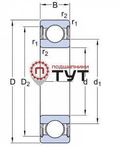 Однорядный шариковый подшипник 61911 2RS1 SKF